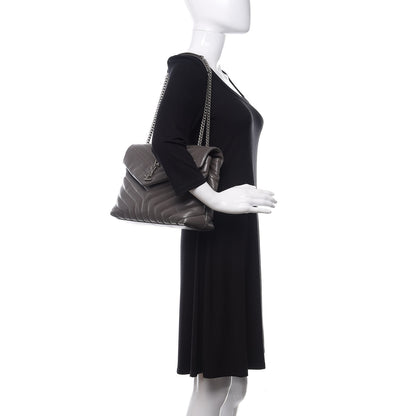 Saint Laurent Calfskin Y Quilted Monogram Medium Loulou Chain Satchel Asphalt 2 of 16