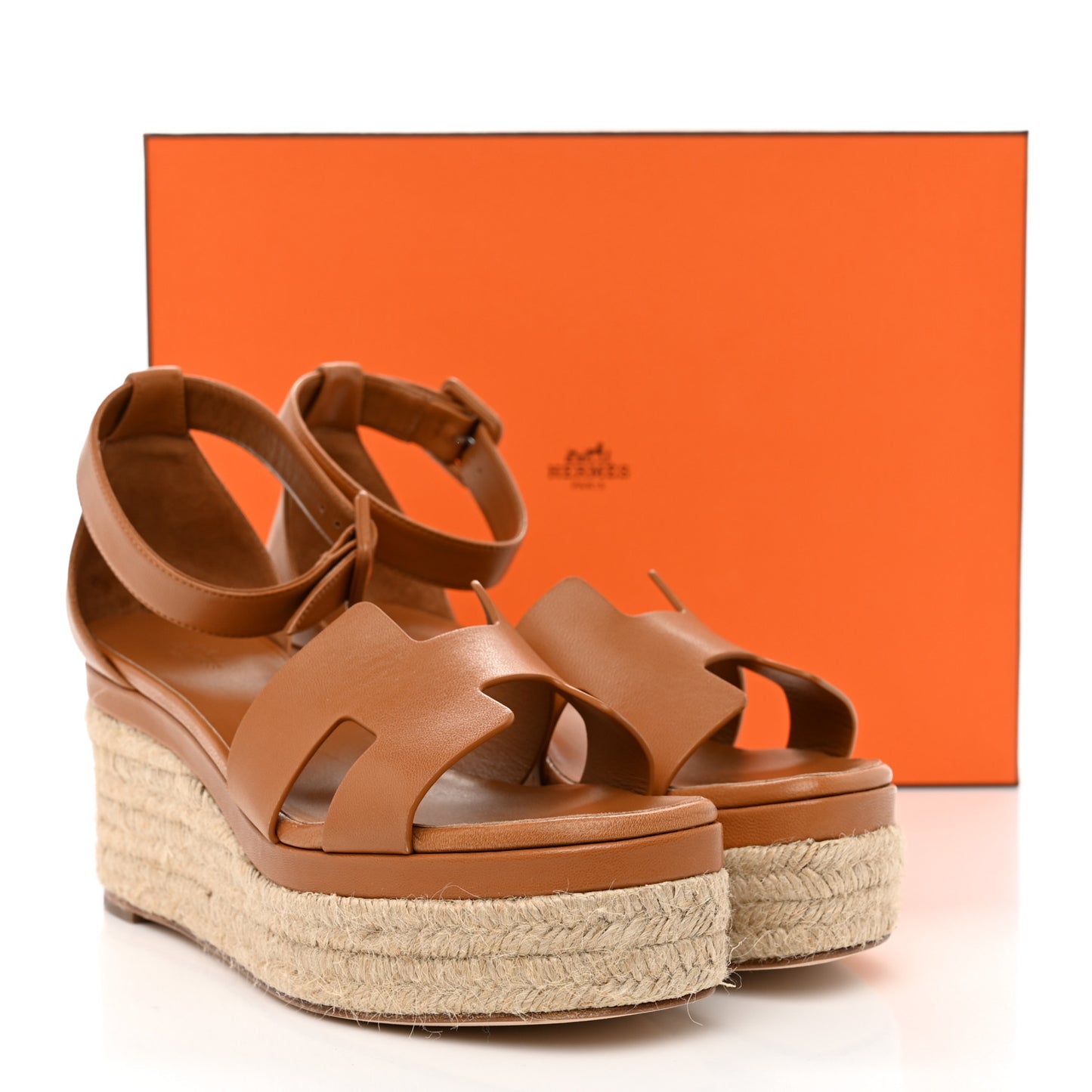 Goatskin Elda Espadrille Wedge Sandals 39 Natural