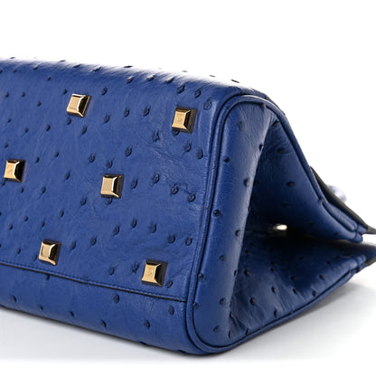Salvatore Ferragamo Ostritch Medium Studio Top Handle Bag  Admiral Blue 10 of 10