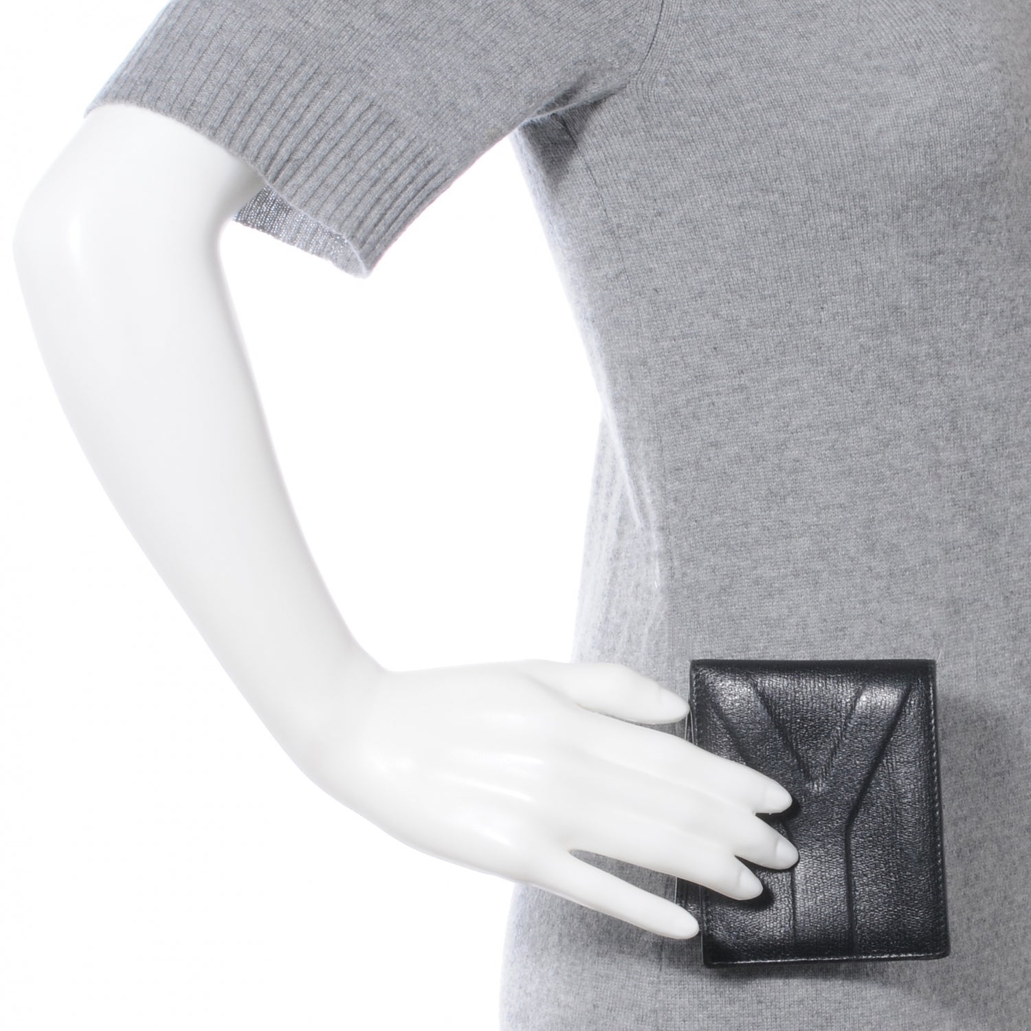 Saint Laurent Mens Textured Leather Ycon Wallet Black 2 of 6