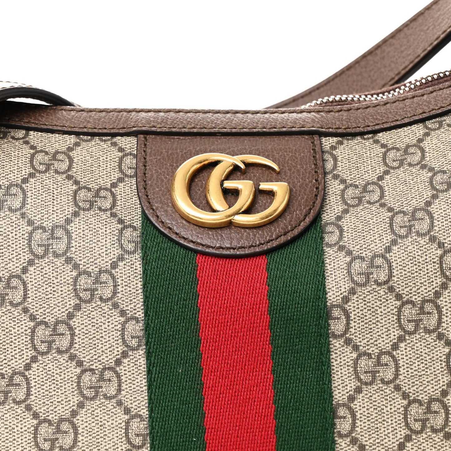 GG Supreme Monogram Web Small Ophidia Half Moon Hobo Brown