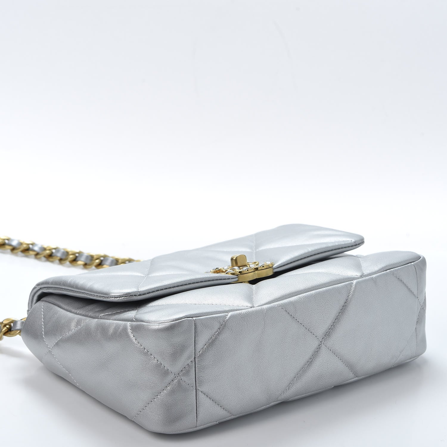 Chanel Metallic Goatskin Quilted Medium 19 Flap Silver 3 of 10