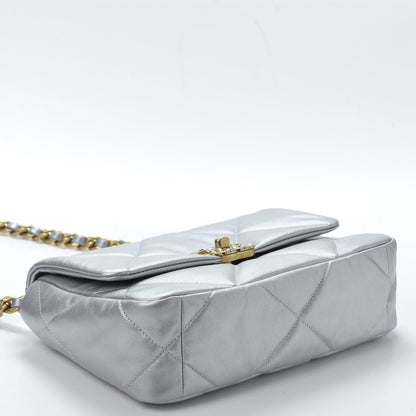 Chanel Metallic Goatskin Quilted Medium 19 Flap Silver 3 of 10