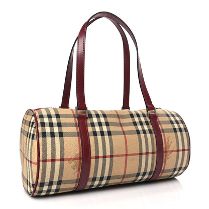 Burberry Haymarket Check Barrel Bag Brown 3 of 12