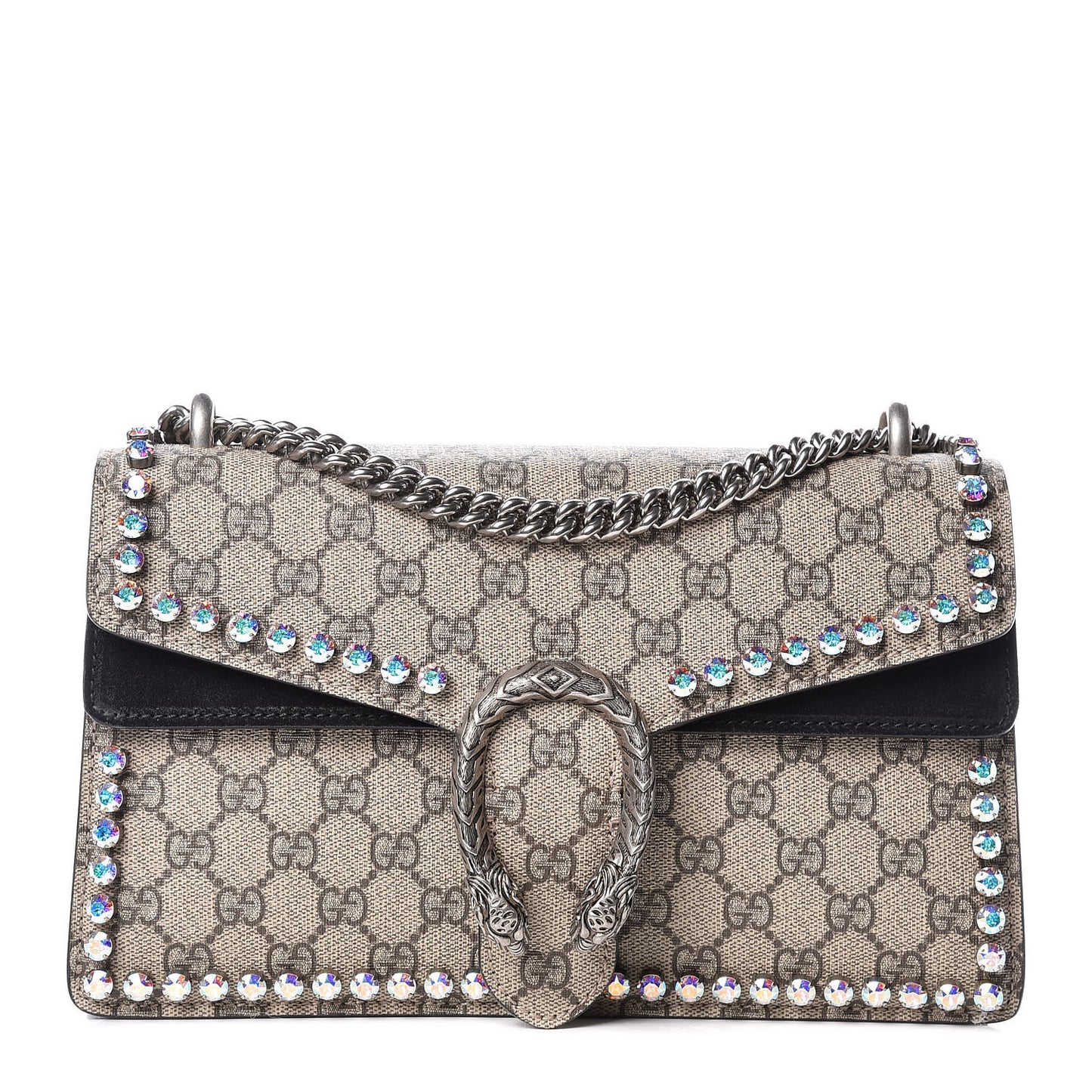 GG Supreme Monogram Crystal Small Dionysus Shoulder Bag Black