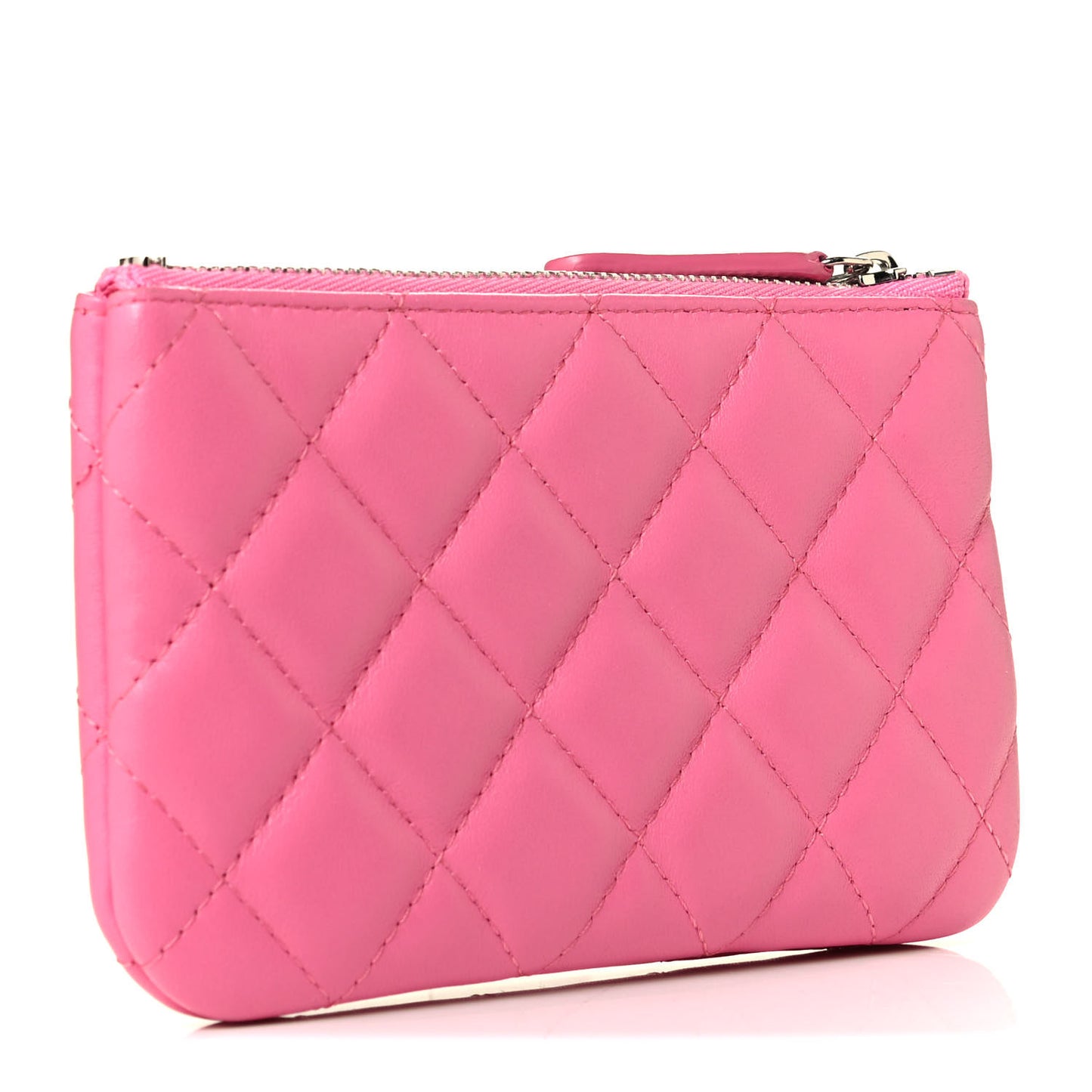 Lambskin Quilted Small Cosmetic Case Pink