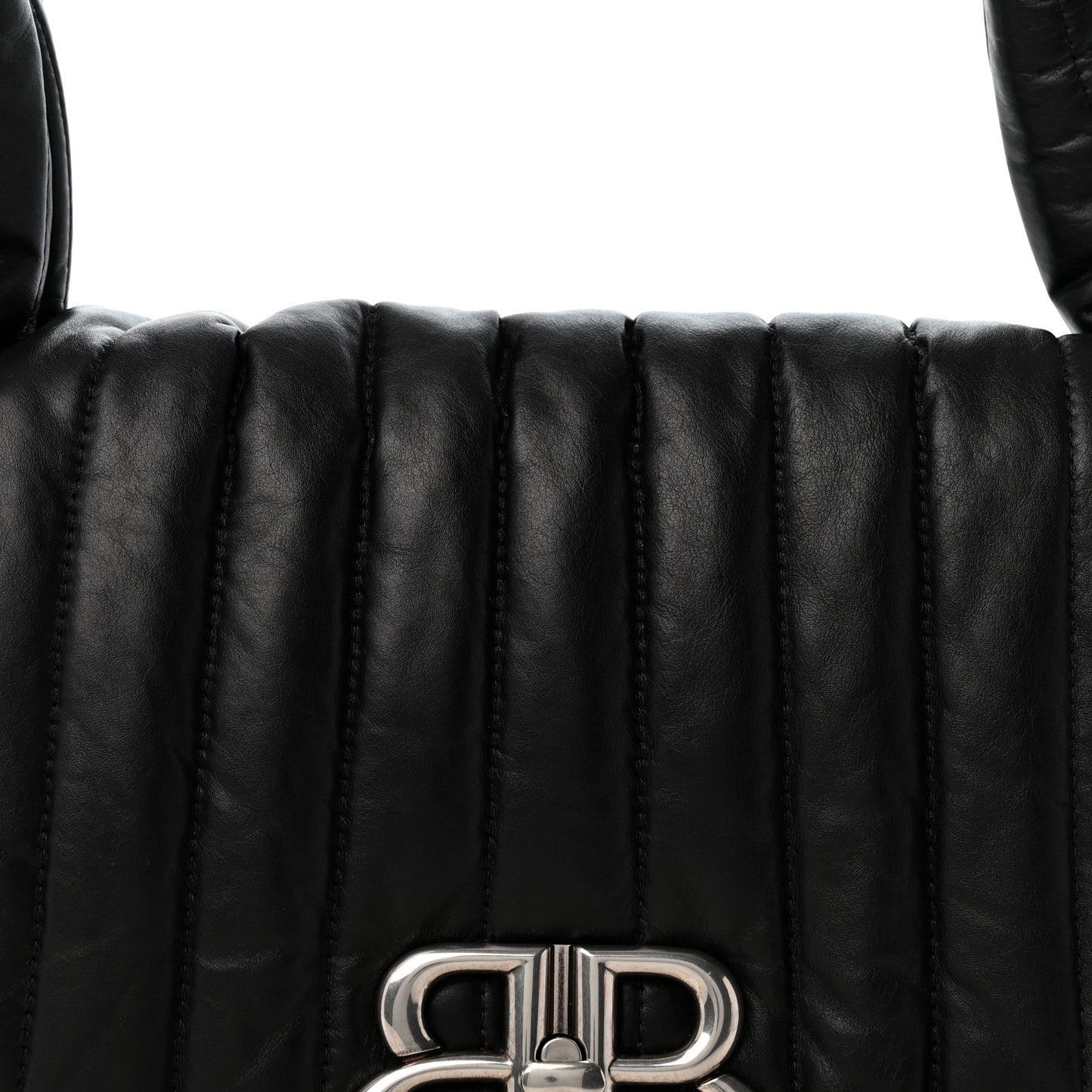 Crushed Calfskin Quilted Small Monaco Shoulder Bag Black