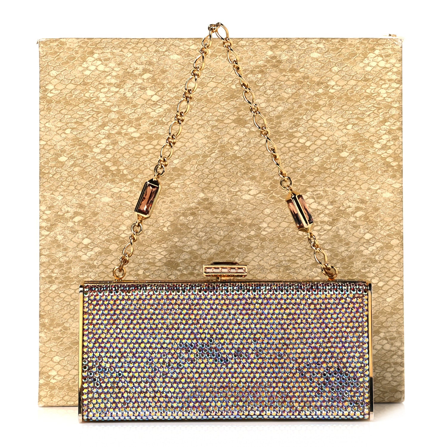 Judith Leiber Swarovski Crystal Minaudiere Clutch Gold Multicolor 10 of 10