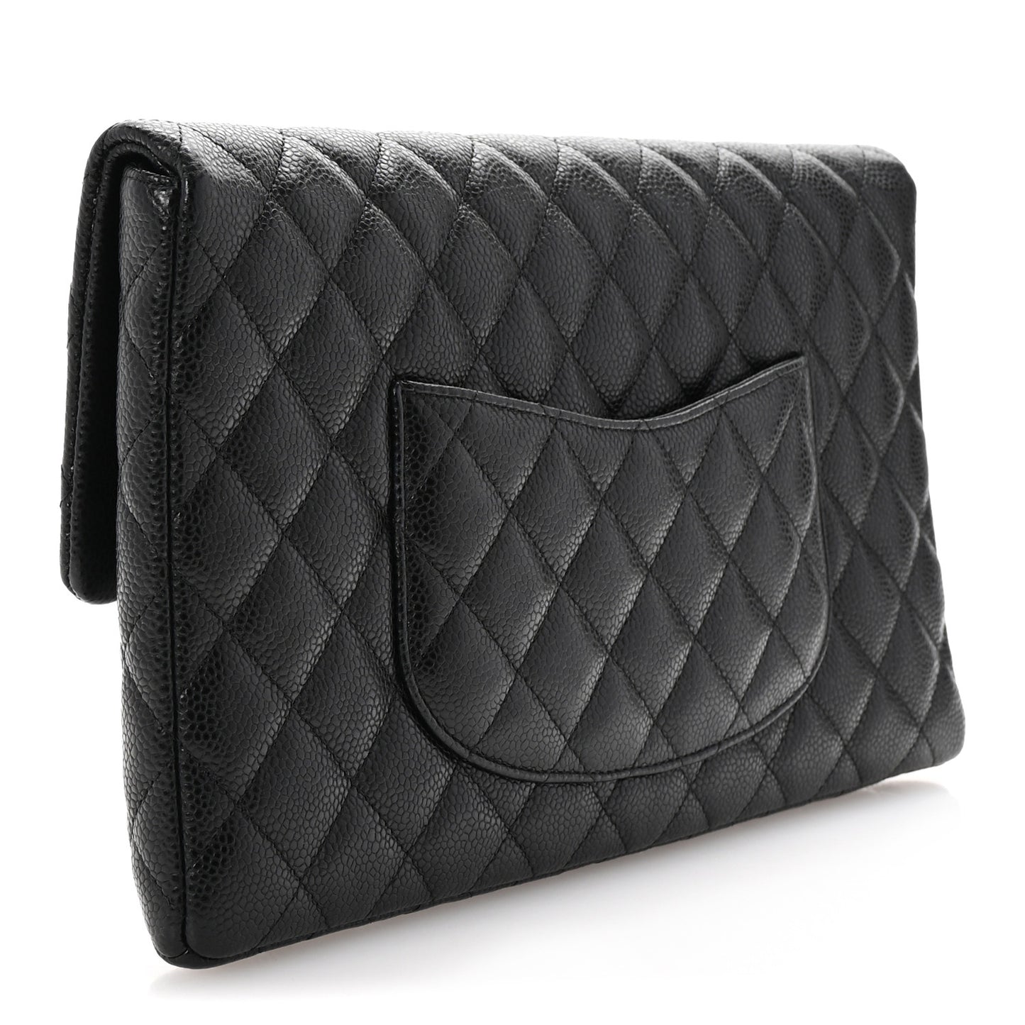 Caviar Quilted Flap Clutch Black
