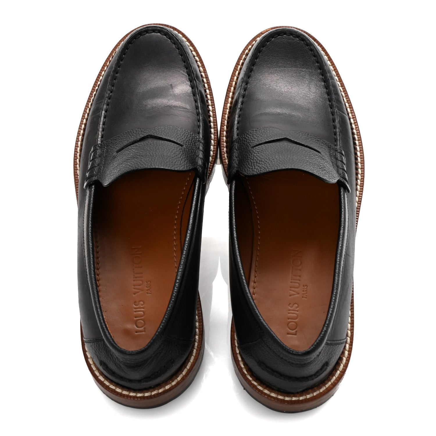 Louis Vuitton Calfskin Mens Loafers 9.5 Black 2 of 9