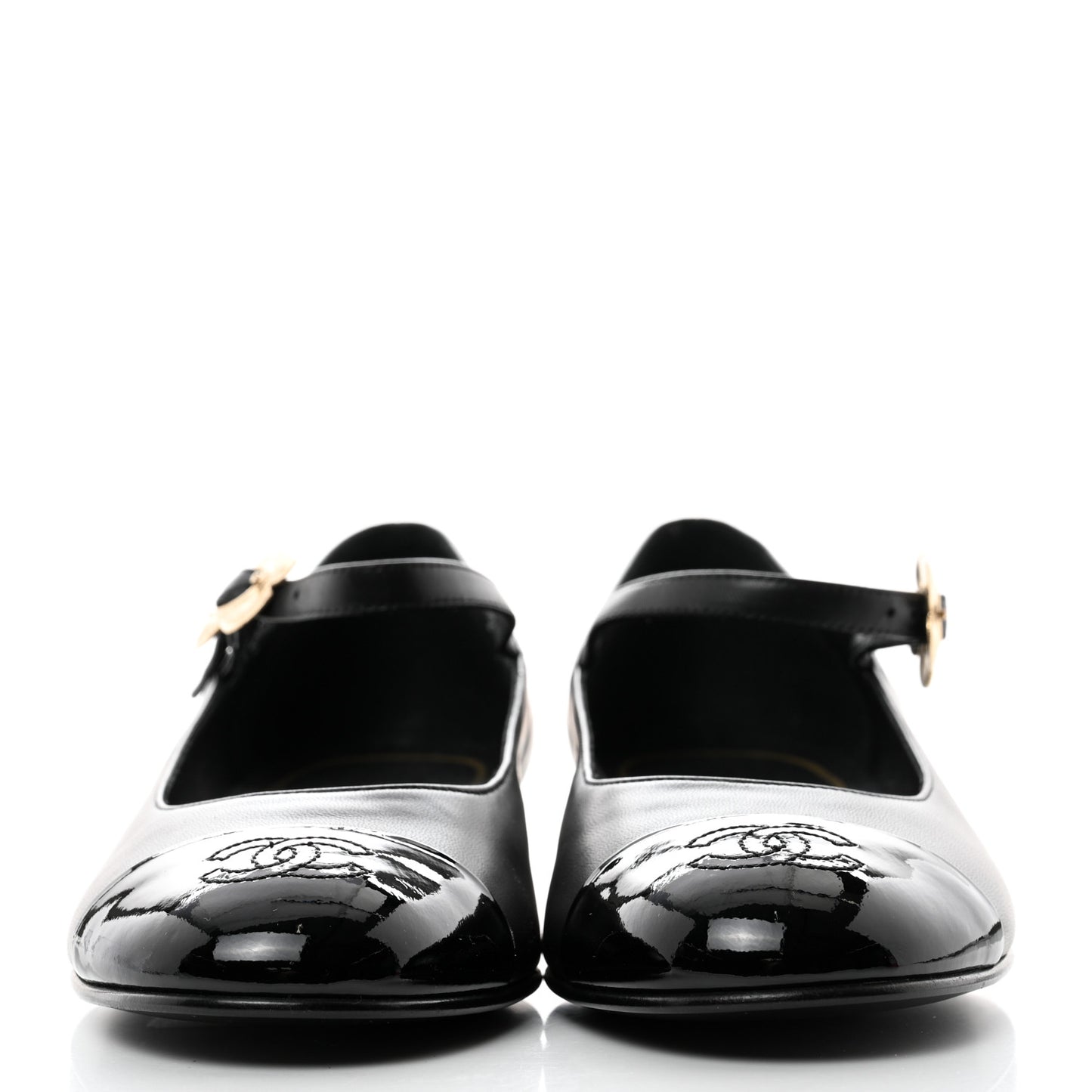 Patent Lambskin Mary Jane Flats 39 Black