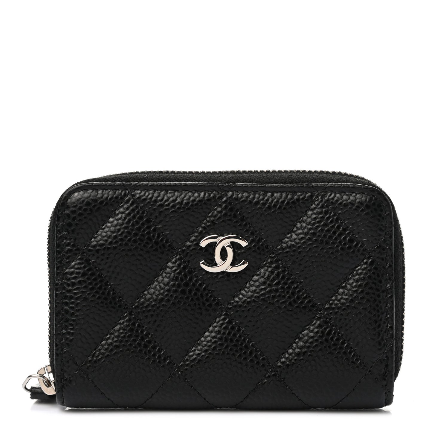 Caviar Quilted Zip Coin Purse Black