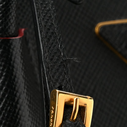 Prada Saffiano Cuir Large Double Bag Black Fuoco 12 of 13