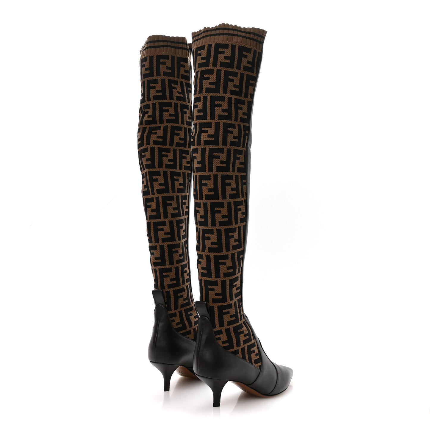 Nappa Microfiber Fabric FF Rockoko Thigh High Boots 37 Ebano Tobacco Black