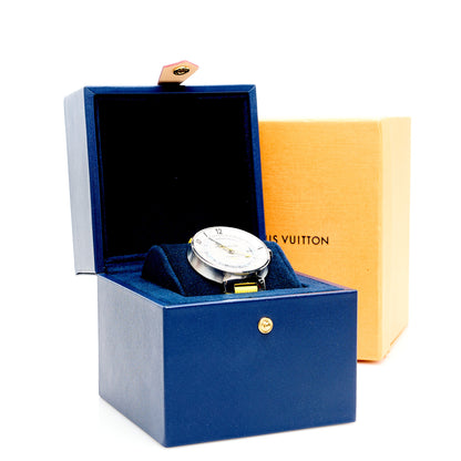 Louis Vuitton Stainless Steel Rubber 41mm Tambour GMT Automatic Watch Yellow 4 of 4