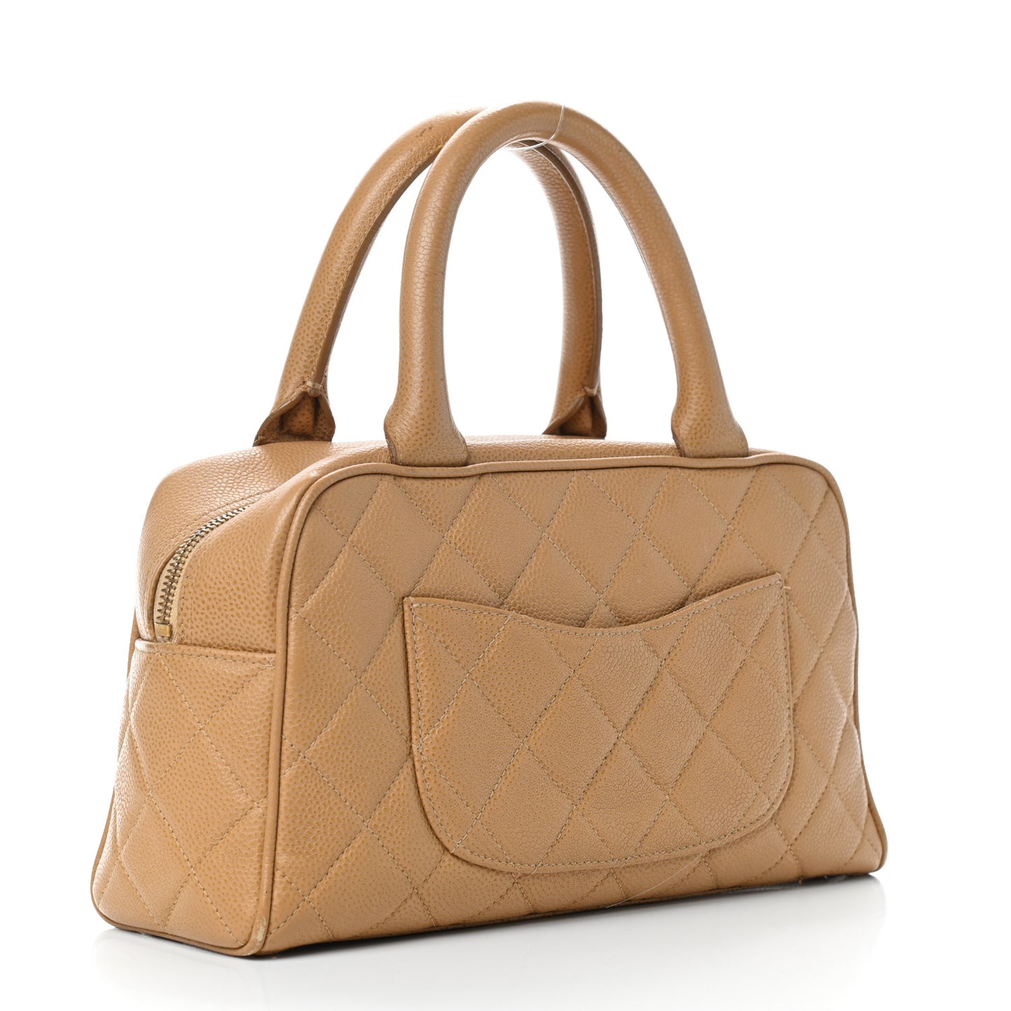 Caviar Quilted Small Bowler Beige