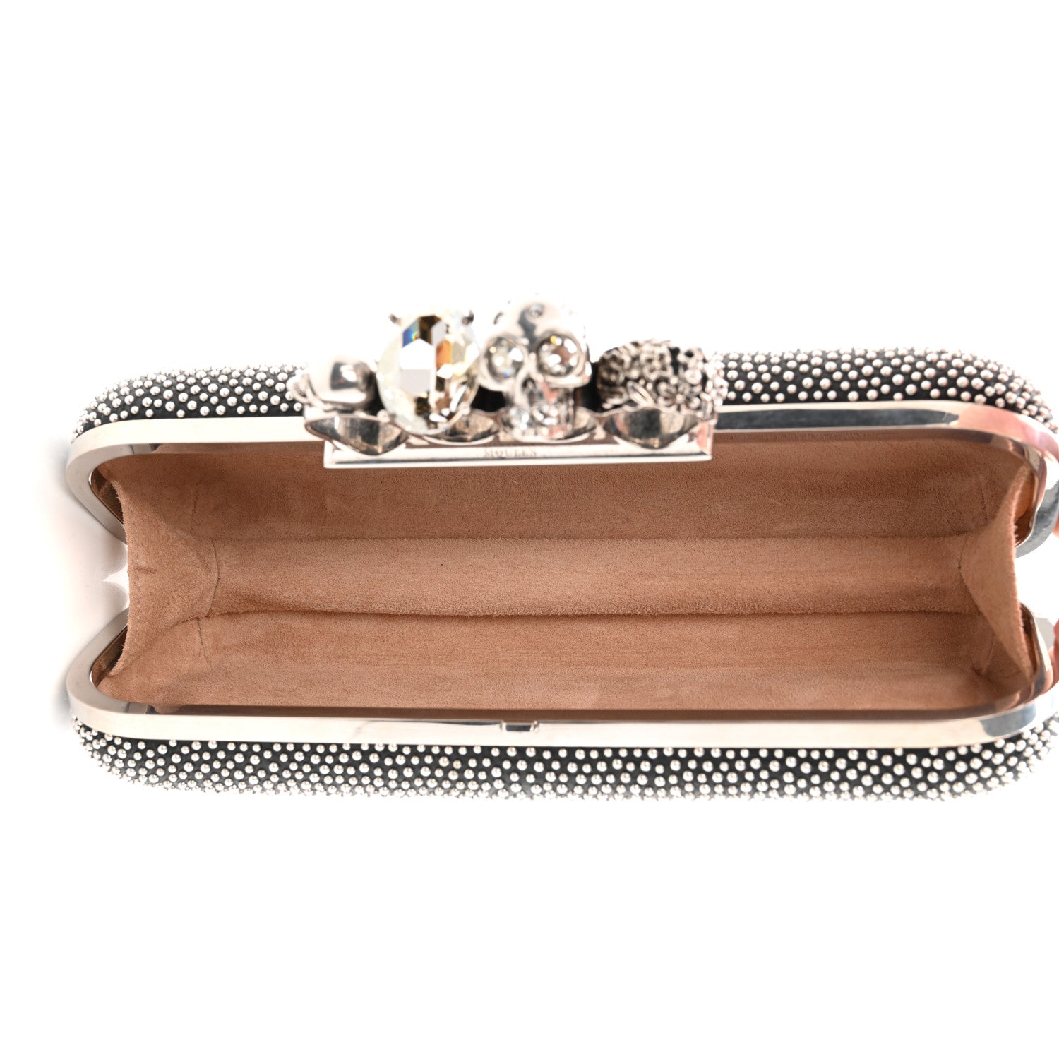 Alexander McQueen Nappa Studded Skull Knuckle Box Clutch Black 6 of 9