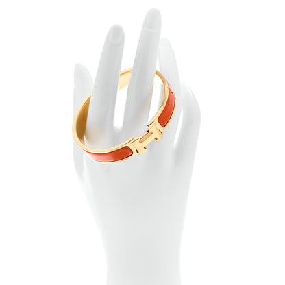 Hermes Enamel Narrow Clic Clac H Bracelet GM Orange 2 of 4