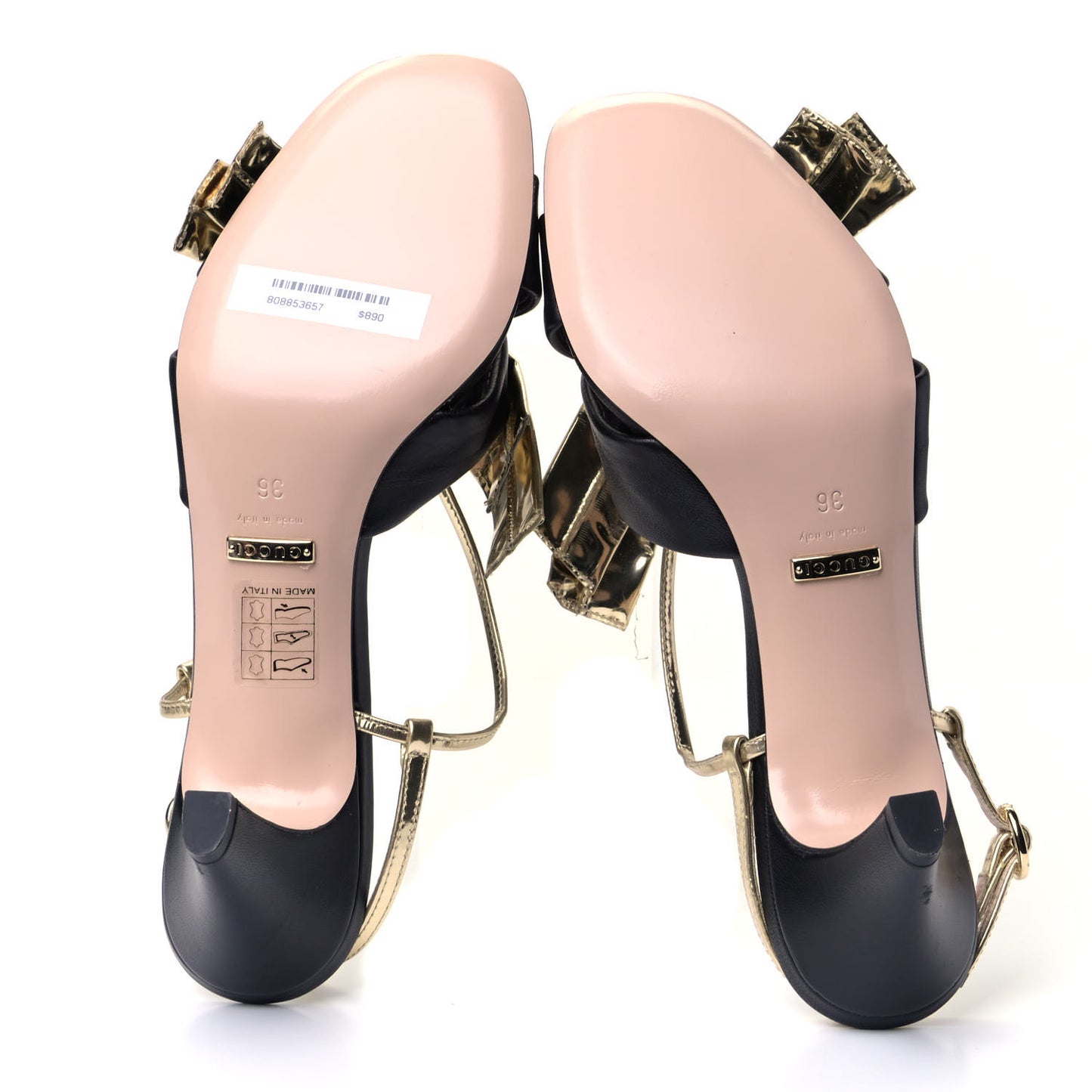 Nappa Metallic Bow Daphne High Heel Sandals 36 Black Platino