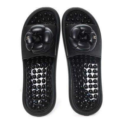 Chanel Thermoplastic PVC Camellia Mule Sandals 41 Black 2 of 9