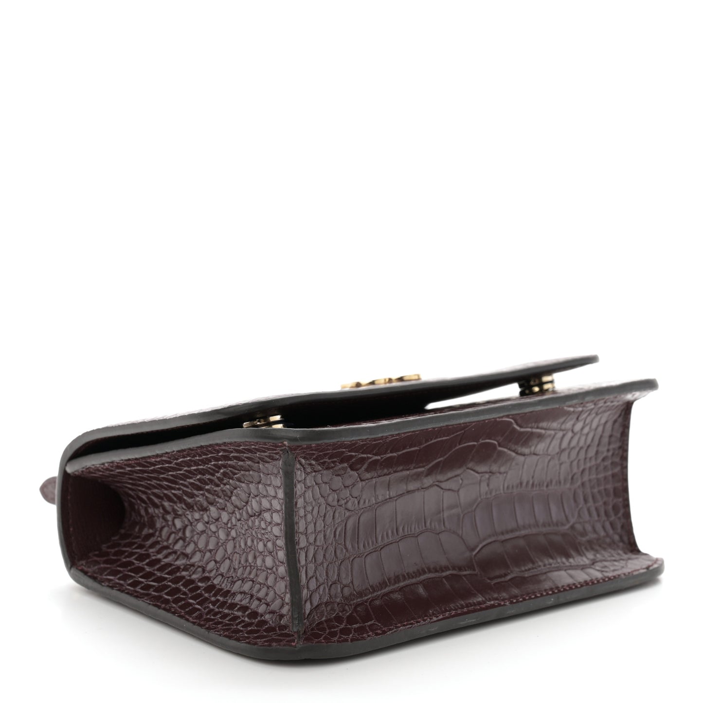 Calfskin Crocodile Embossed Medium JC Top Handle Bordeaux