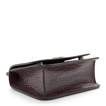 Jimmy Choo Calfskin Crocodile Embossed Medium JC Top Handle Bordeaux 4 of 12