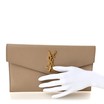 Saint Laurent Grain De Poudre Uptown Pouch Dark Beige 2 of 8