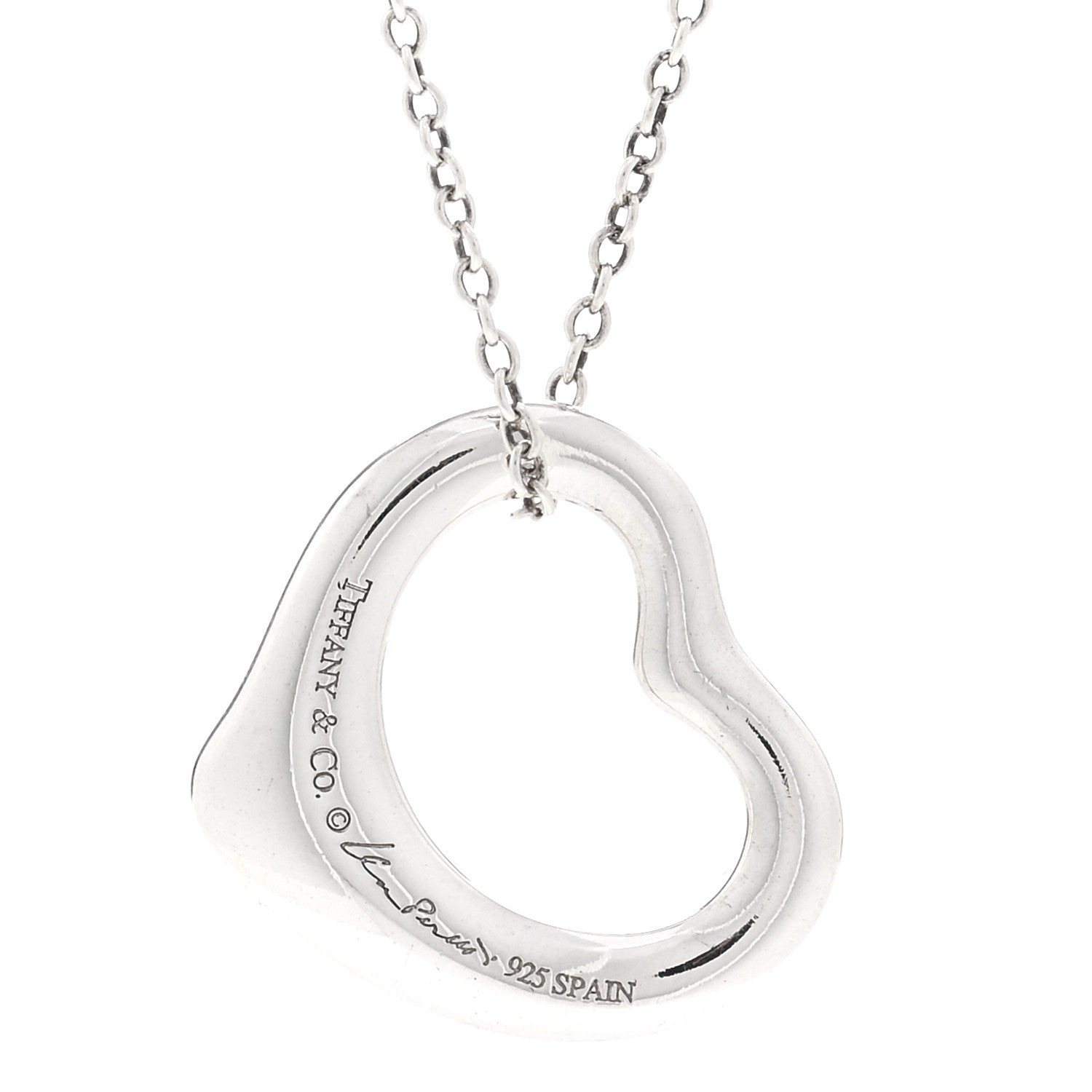 Tiffany Sterling Silver 16mm Elsa Peretti Open Heart Pendant Necklace 4 of 4