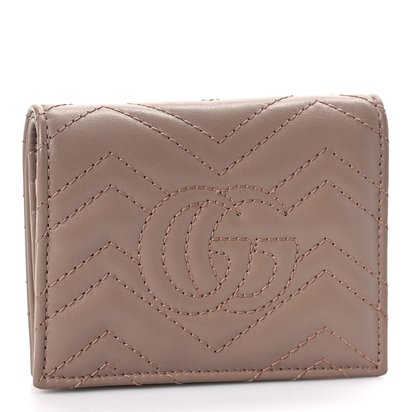 Calfskin Matelasse GG Marmont Card Case Wallet Porcelain Rose