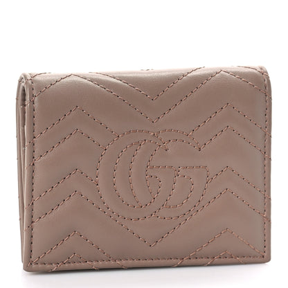 Gucci Calfskin Matelasse GG Marmont Card Case Wallet Porcelain Rose 3 of 12