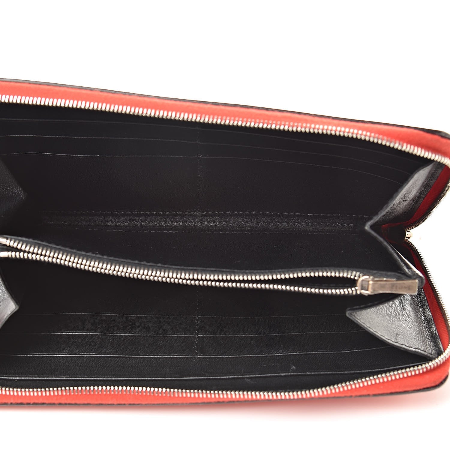 Celine Drummed Calfskin Large Zip Around Multifunction Wallet Coral 5 of 15