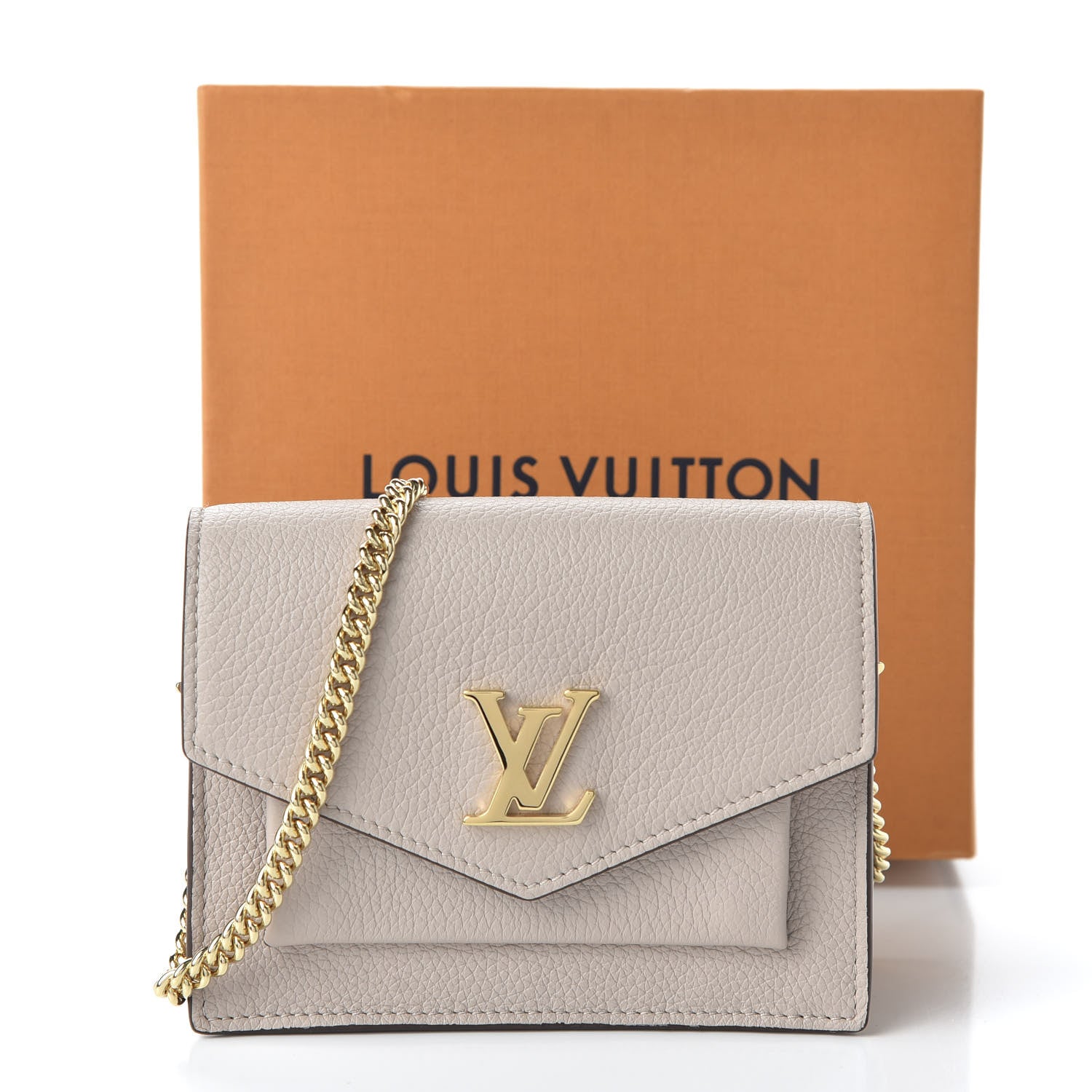 Louis Vuitton Soft Calfskin Mini My Lockme Chain Pochette Greige