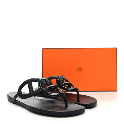 Hermes Rubber Womens Egerie Sandals 40 Black 9 of 9