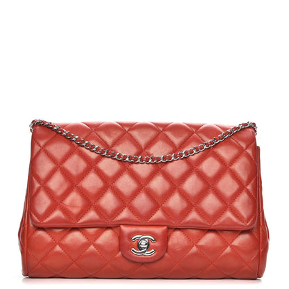 Chanel Lambskin Quilted Clutch With Chain Flap Red 1 of 8