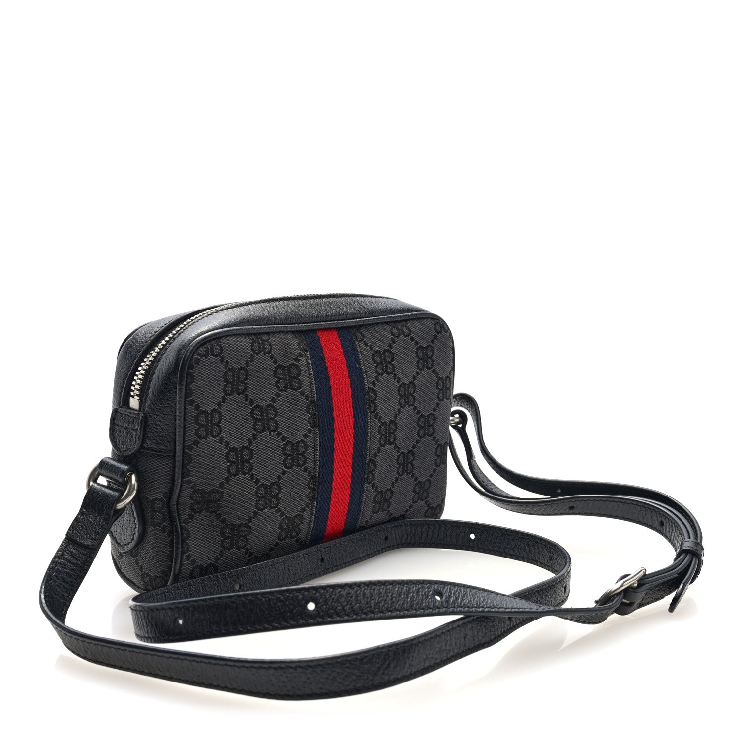 Gucci X BALENCIAGA BB Monogram Web Mini Ophidia Shoulder Bag Black 3 of 10