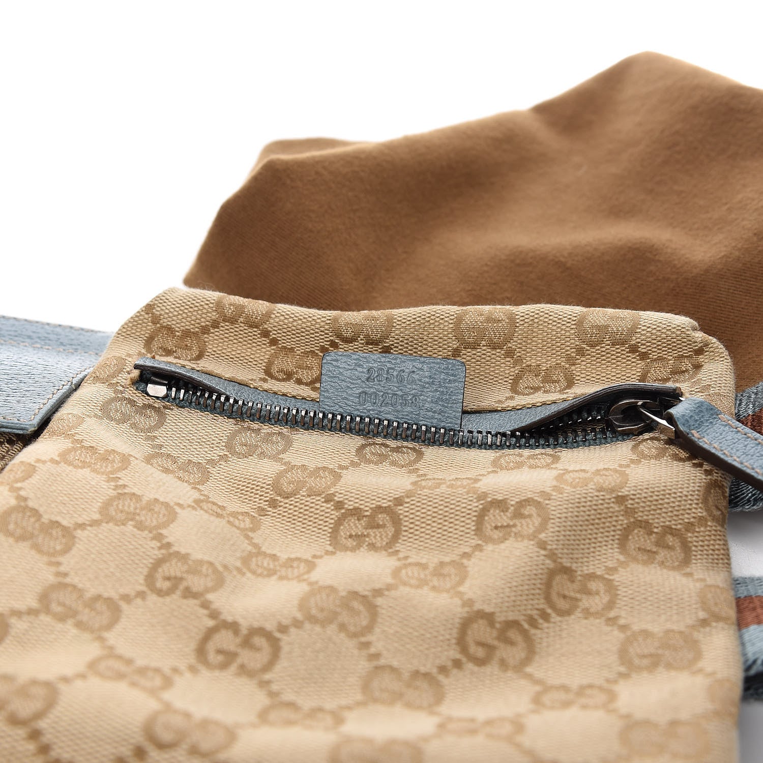 Gucci GG Monogram Web Double Pocket Belt Bag Blue 9 of 10