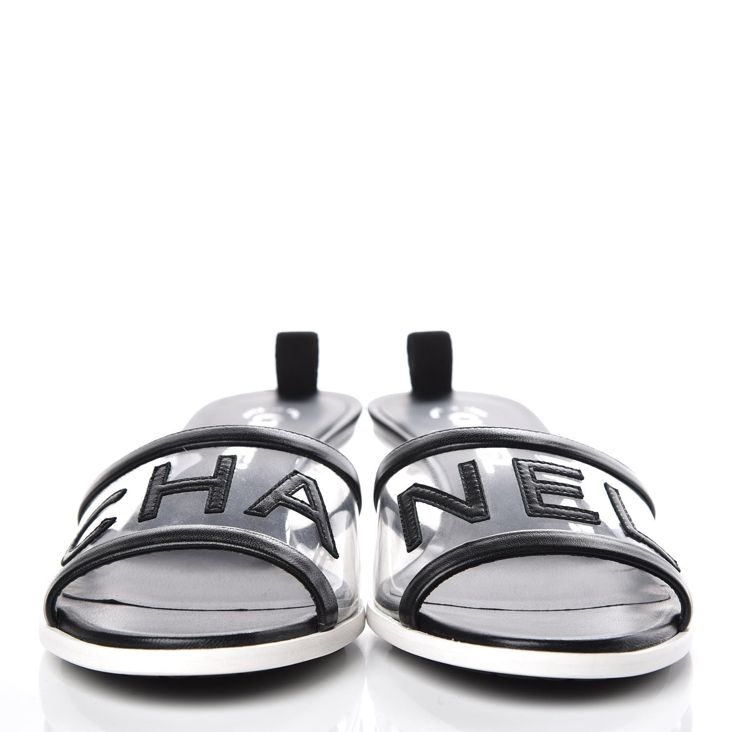 Chanel PVC Lambskin Logo Mules 39.5 Black 2 of 8