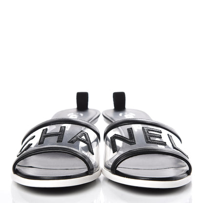 Chanel PVC Lambskin Logo Mules 39.5 Black 2 of 8
