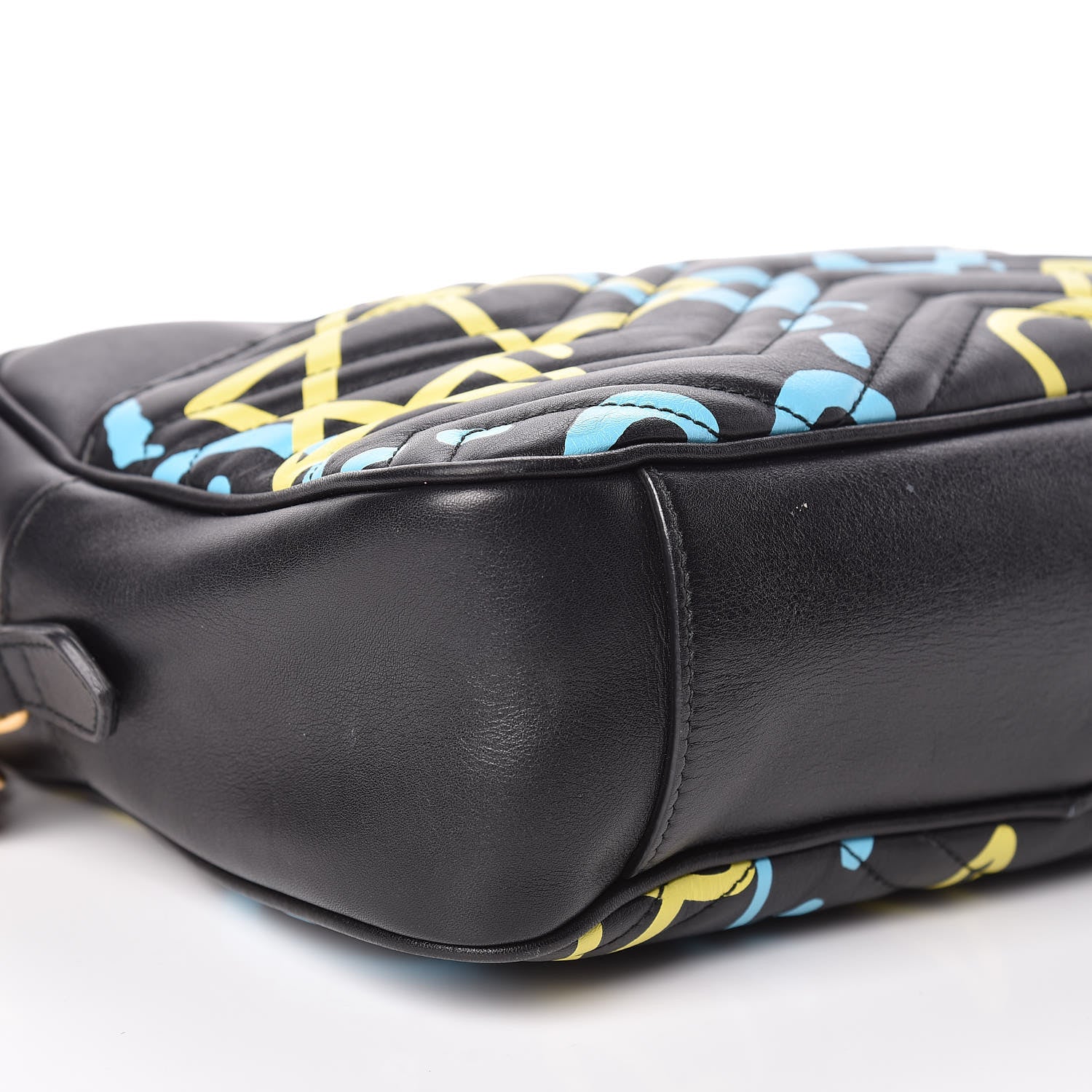 Gucci Calfskin Matelasse GucciGhost Medium GG Marmont Chain Shoulder Bag Black New Acquamarine 18 of 22