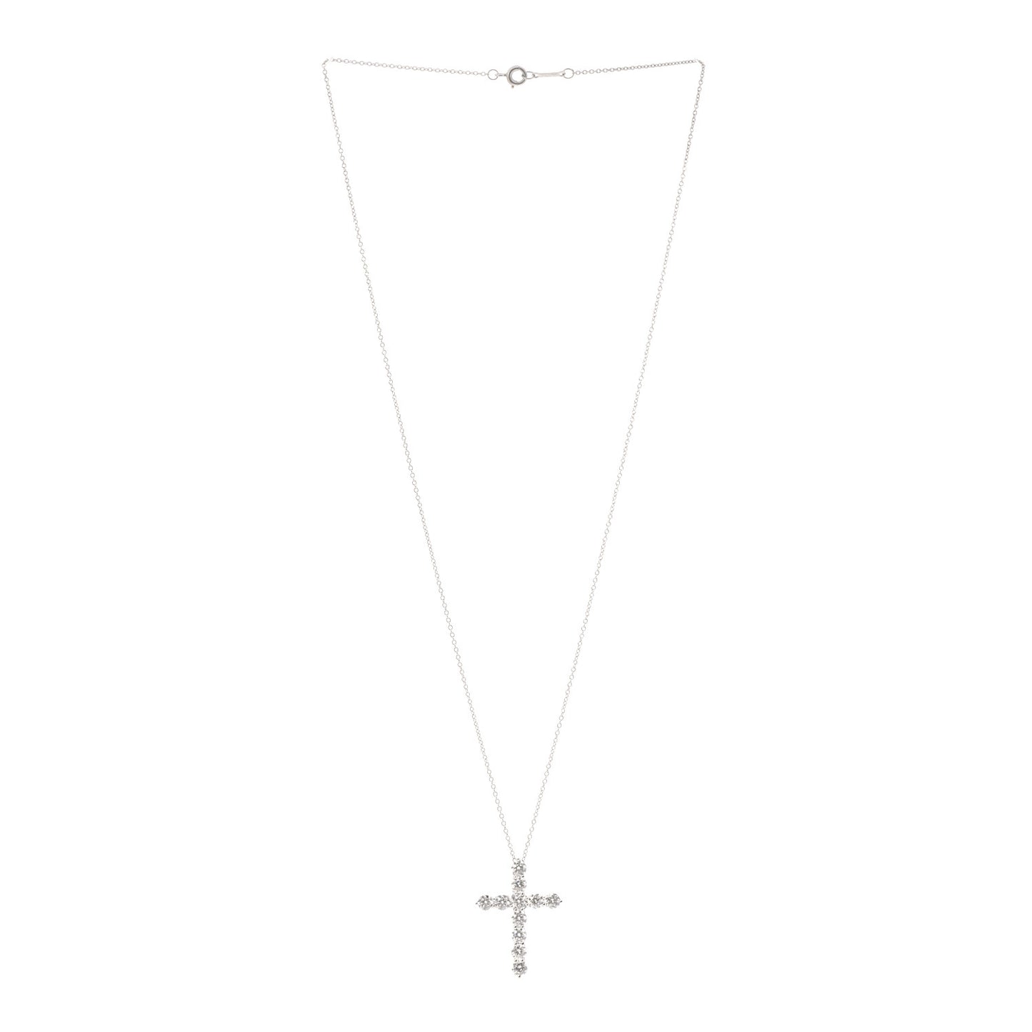 Platinum Diamond Large Cross Pendant Necklace