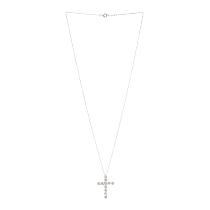 Tiffany Platinum Diamond Large Cross Pendant Necklace 3 of 7