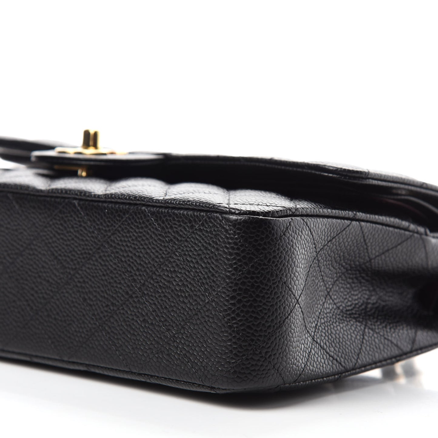 Caviar Quilted Medium Double Flap Black