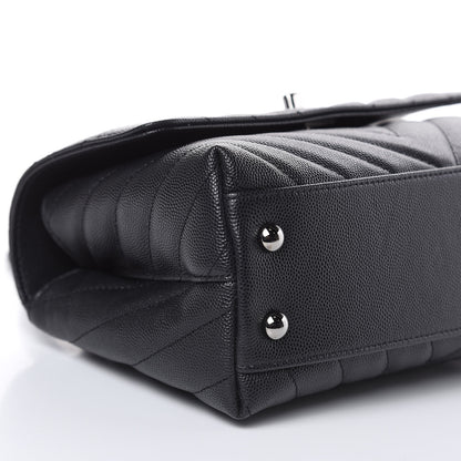 Chanel Caviar Chevron Quilted Mini Coco Handle Flap Black 9 of 11