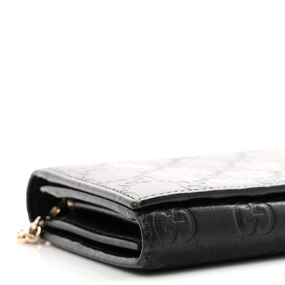 Gucci Guccissima Margaux Calfskin Metal Bar Chain Wallet Black 9 of 10