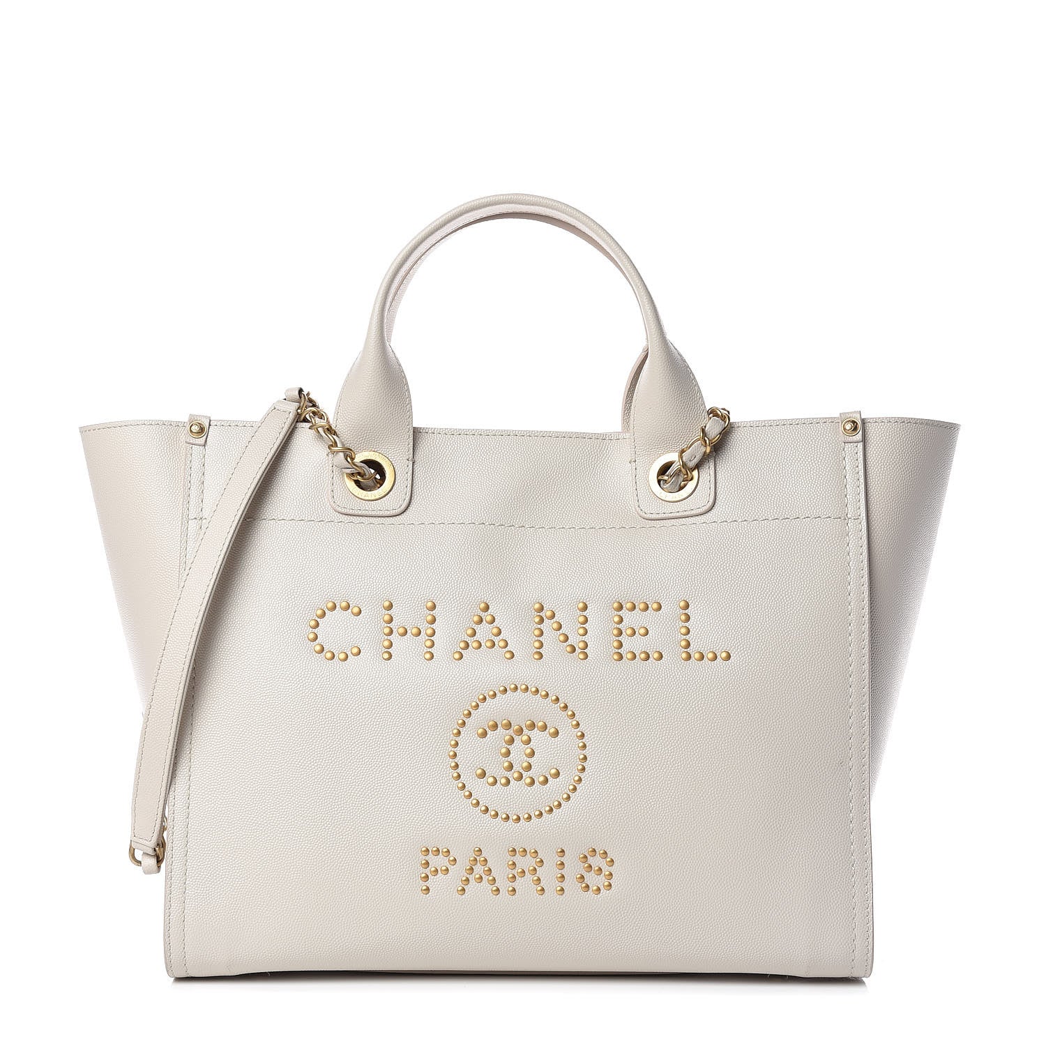 Chanel Caviar Small Studded Deauville Tote Ivory 1 of 11