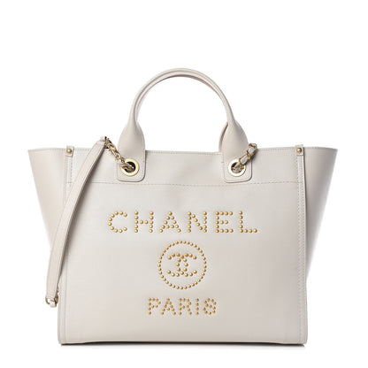 Chanel Caviar Small Studded Deauville Tote Ivory 1 of 11