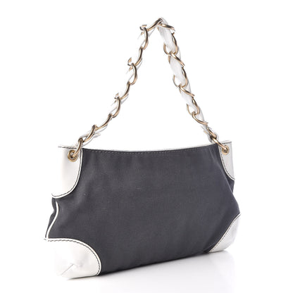 Chanel Lambskin Canvas CC Olsen Chain Small Shoulder Bag White Grey 3 of 9