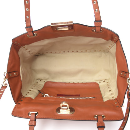 Valentino Garavani Vitello Small Rockstud Tote English Red 4 of 9