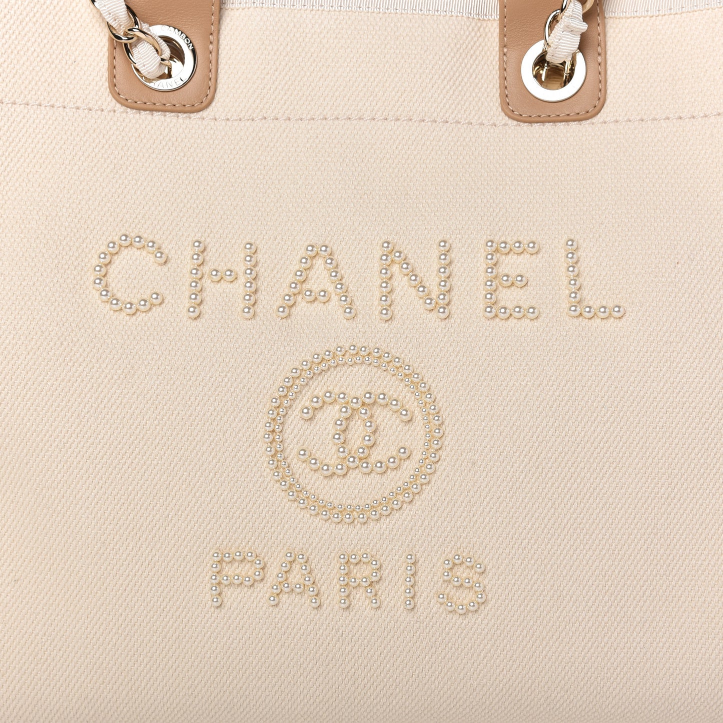 Canvas Pearl Medium Deauville Tote Ecru Beige
