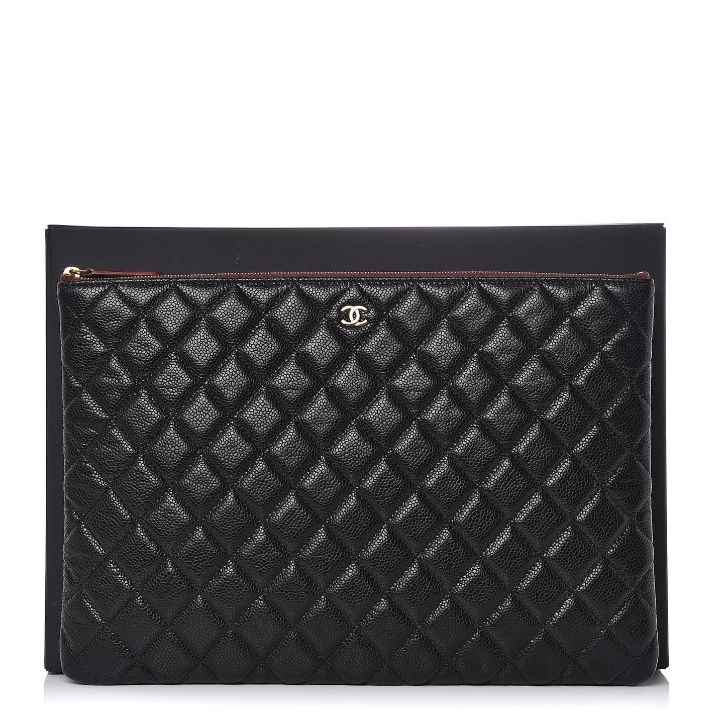 Caviar Quilted Large Cosmetic Case Black